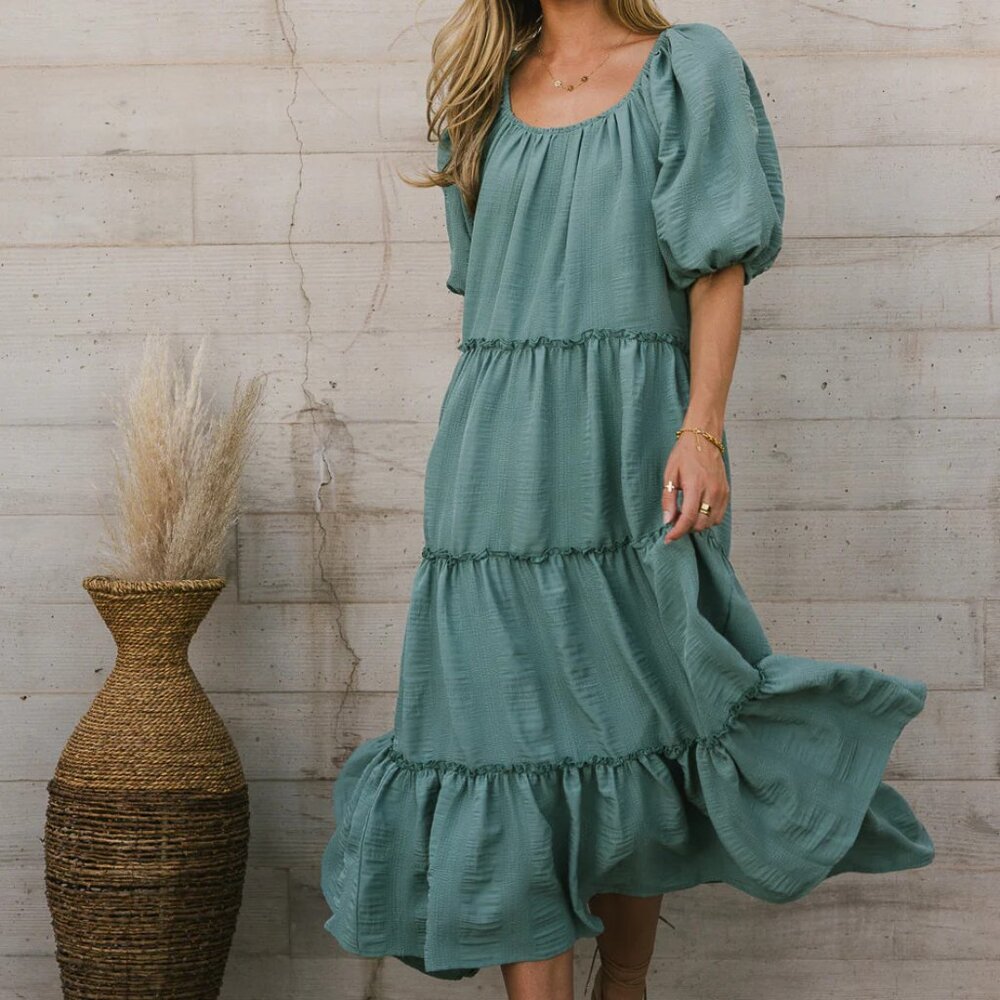 Bohme Puff Sleeve Maxi Dress - Size Large NWOT